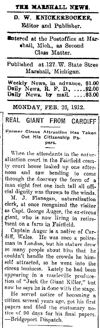 George Auger - The Cardiff Giant The tallest man Wales