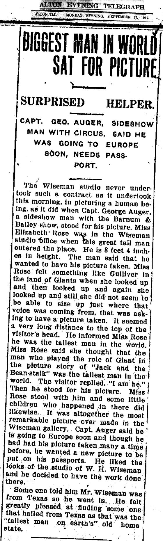 George Auger - The Cardiff Giant The tallest man Wales
