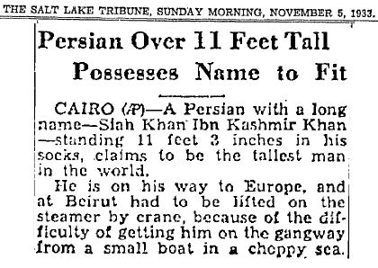 Siah Khan - Kashmir Khan The tallest man Iran Persia